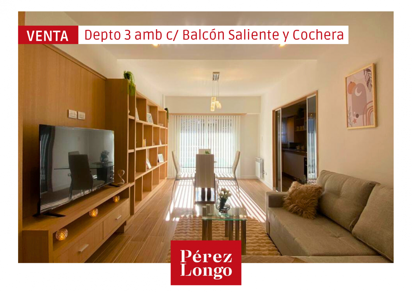 DEPTO 3 AMBIENTES CON BALCON SALIENTE Y COCHERA